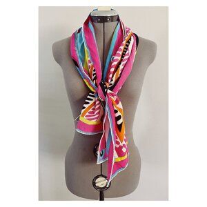 VTG Emilio Pucci Vibrant Psychedelic Silk Rectangular Scarf 52 x 12.5